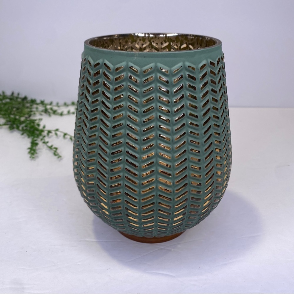 Green Mercury Glass Round Floral Vase